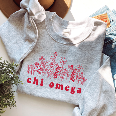 Chi Omega Crimson Flowers Sweater