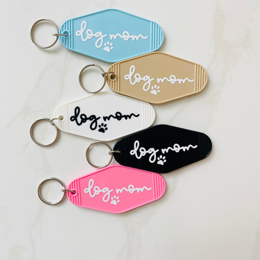 Dog Mom Motel Keychain with Tassel