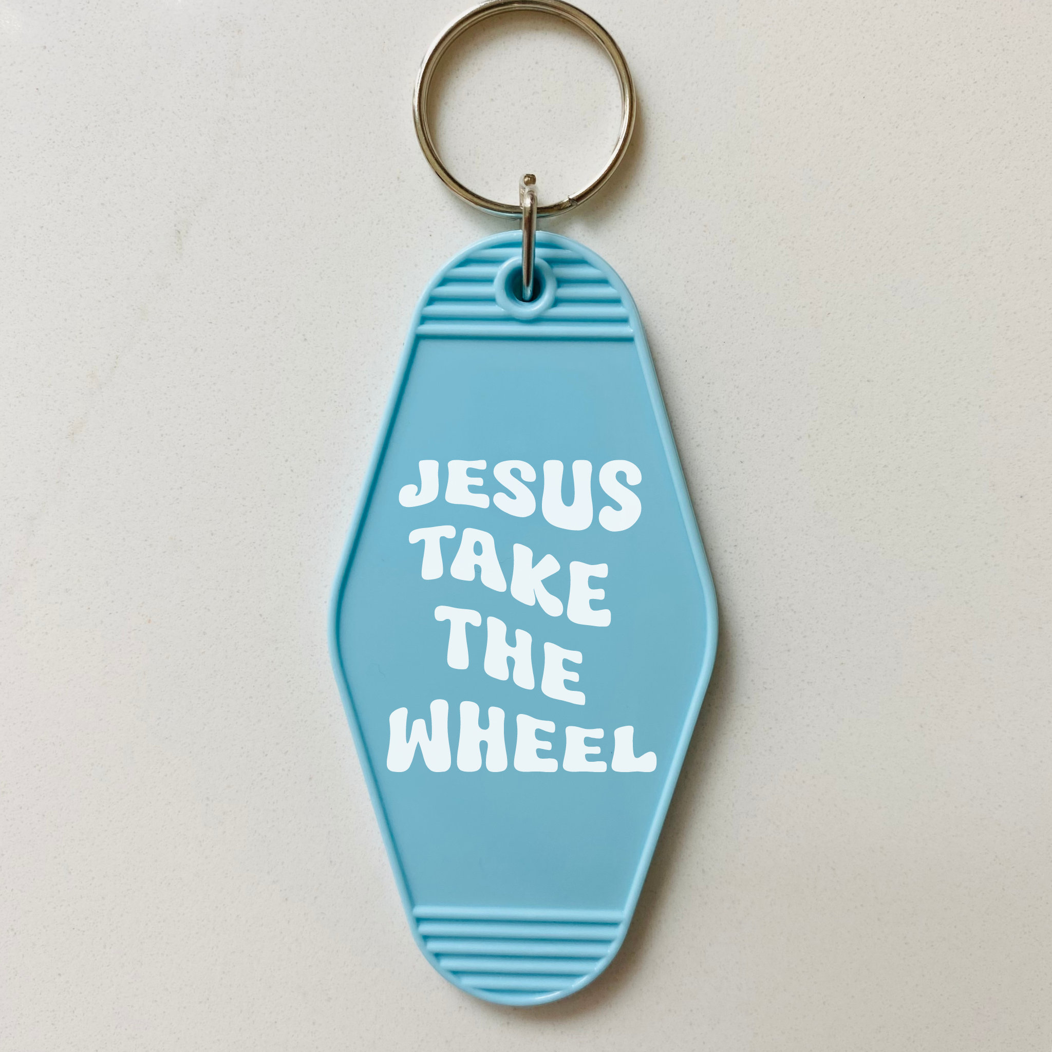 Jesus Take The Wheel Motel Keychain