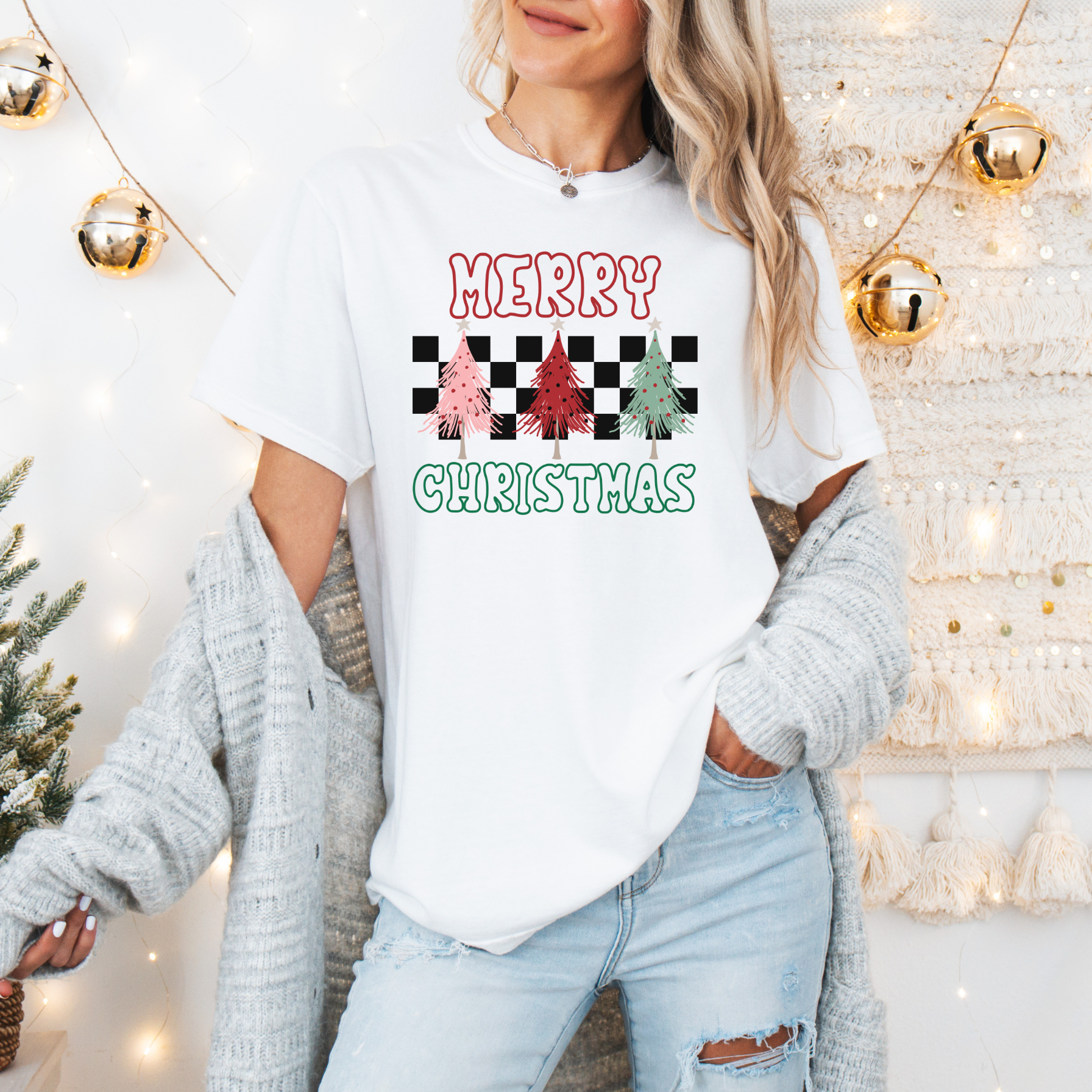 Checkered Merry Christmas T-Shirt