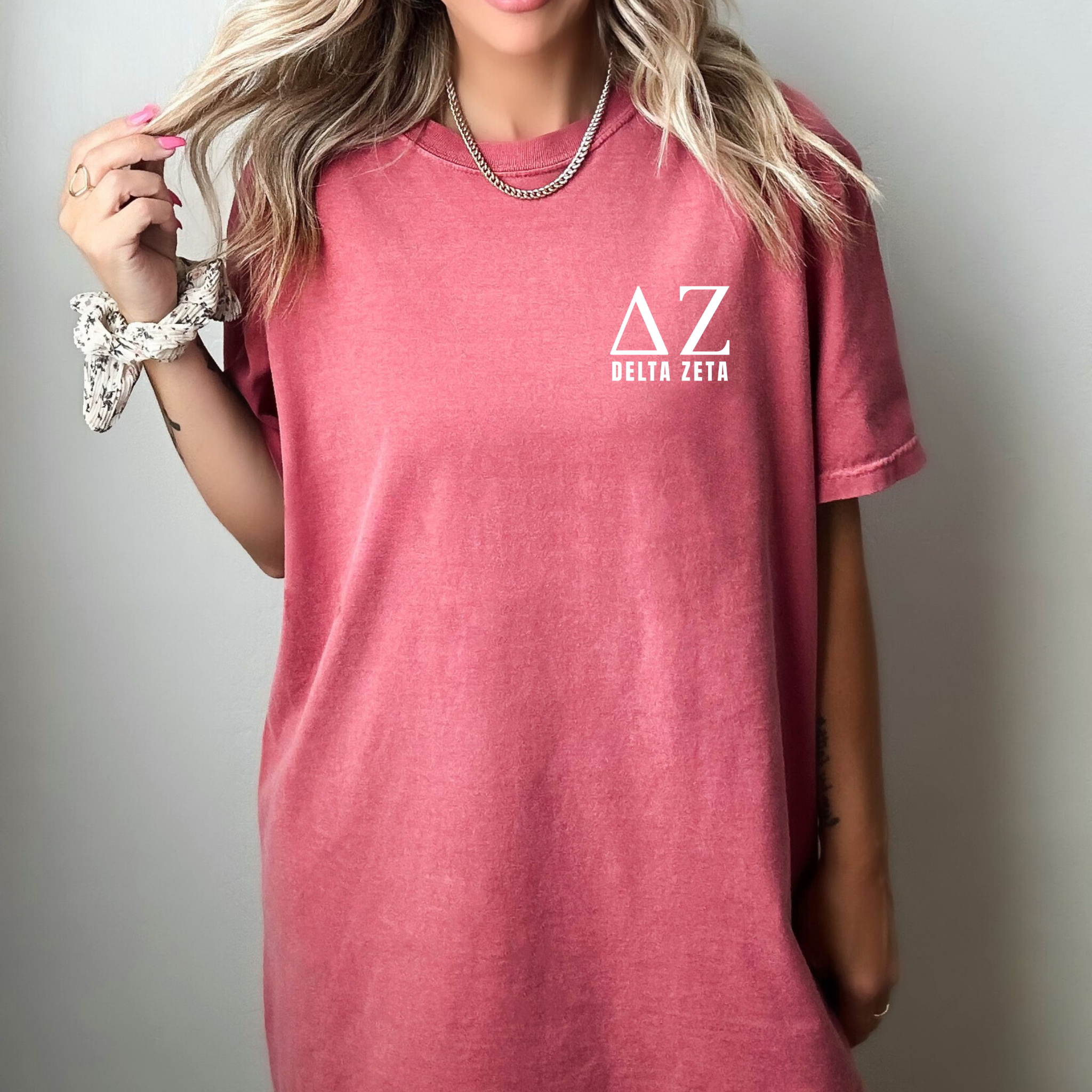 DZ Delta Zeta White Letters T-Shirt
