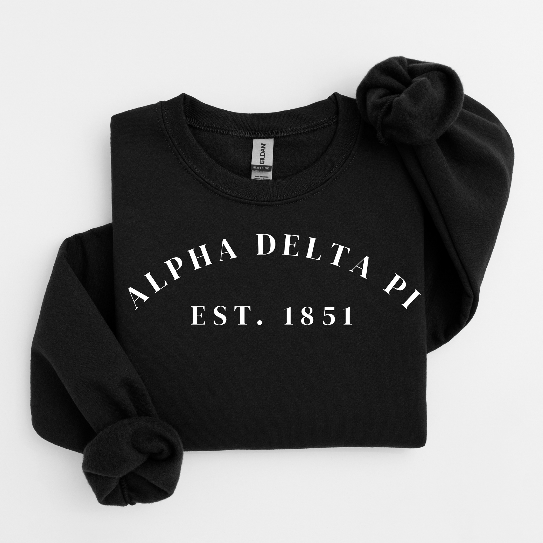 Alpha Delta Pi Est 1851 White Letters Sweater