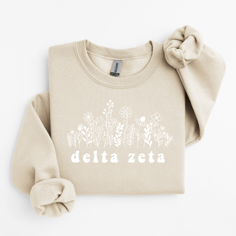Delta Zeta White Flowers Sweater