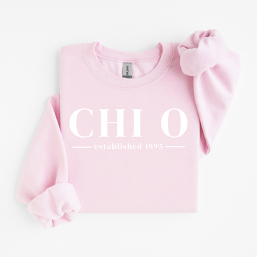 Chi O White Letters Sweater