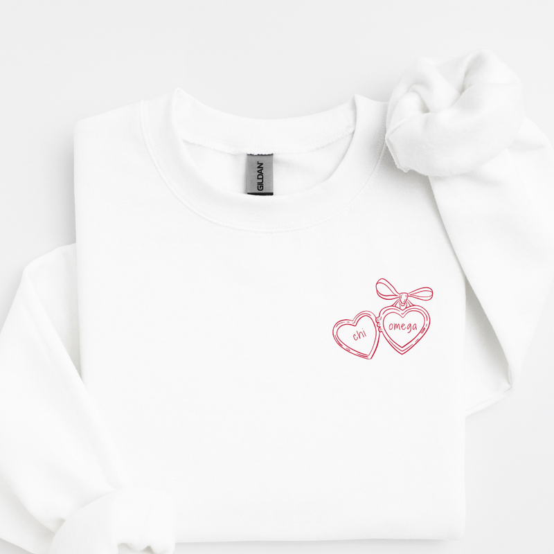 Chi Omega Crimson Heart Locket Sweater
