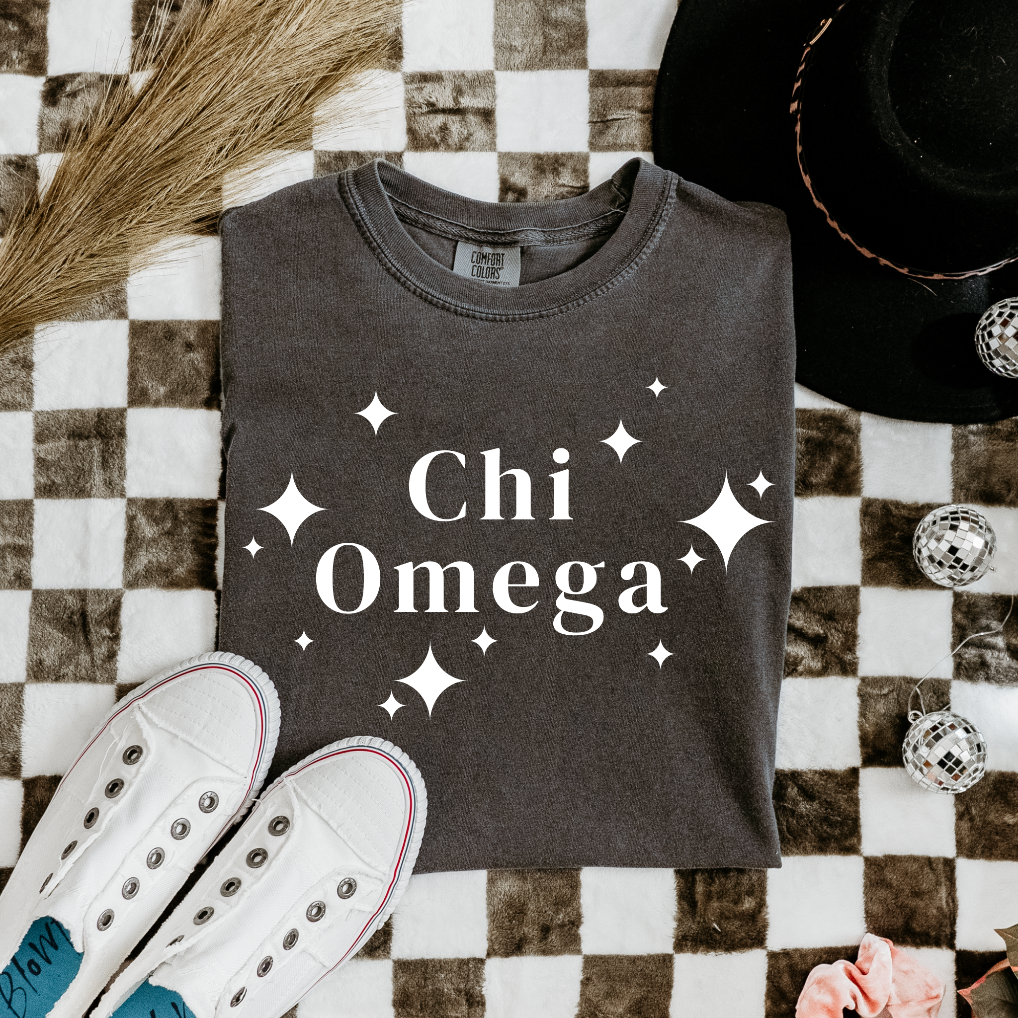 Chi Omega White Stars T-Shirt