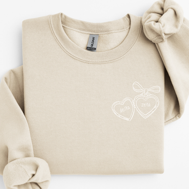 Delta Zeta White Heart Locket Sweater