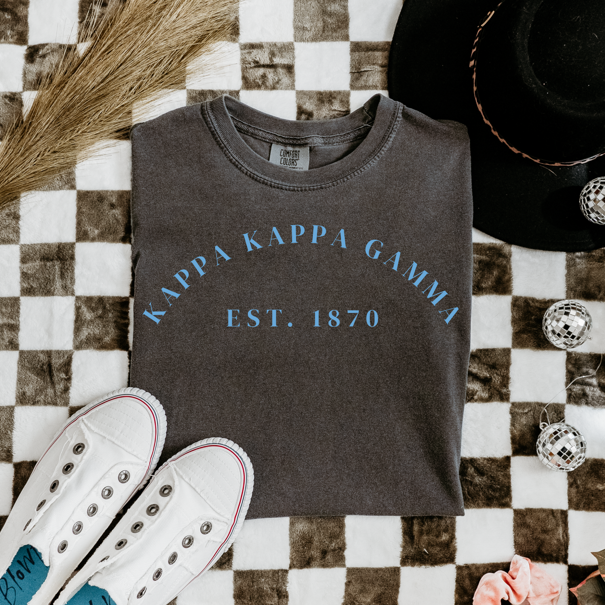 Kappa Kappa Gamma Est 1870 Blue Letters T-Shirt