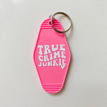 True Crime Junkie Keychain with Tassel
