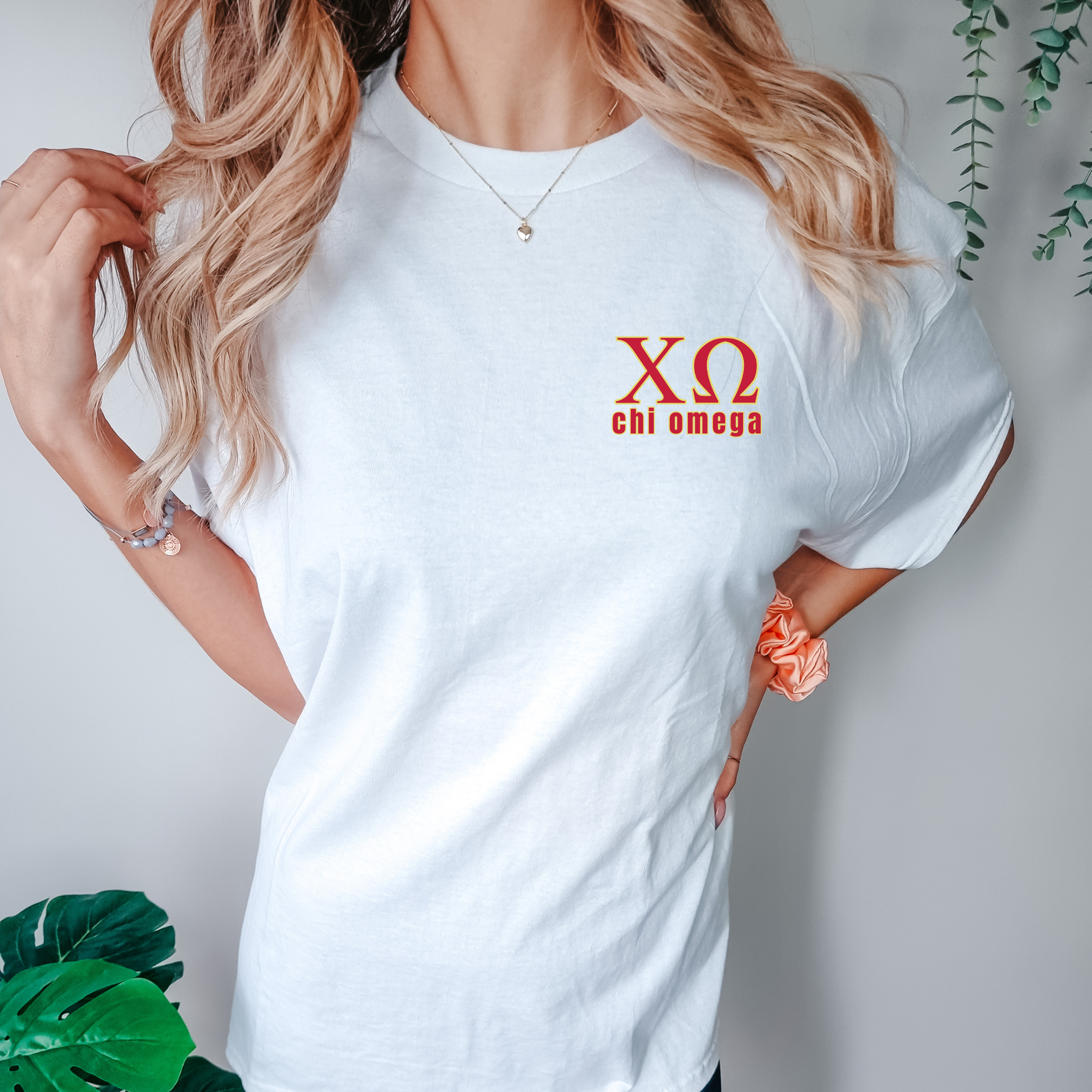 Chi Omega Cardinal Letters T-Shirt
