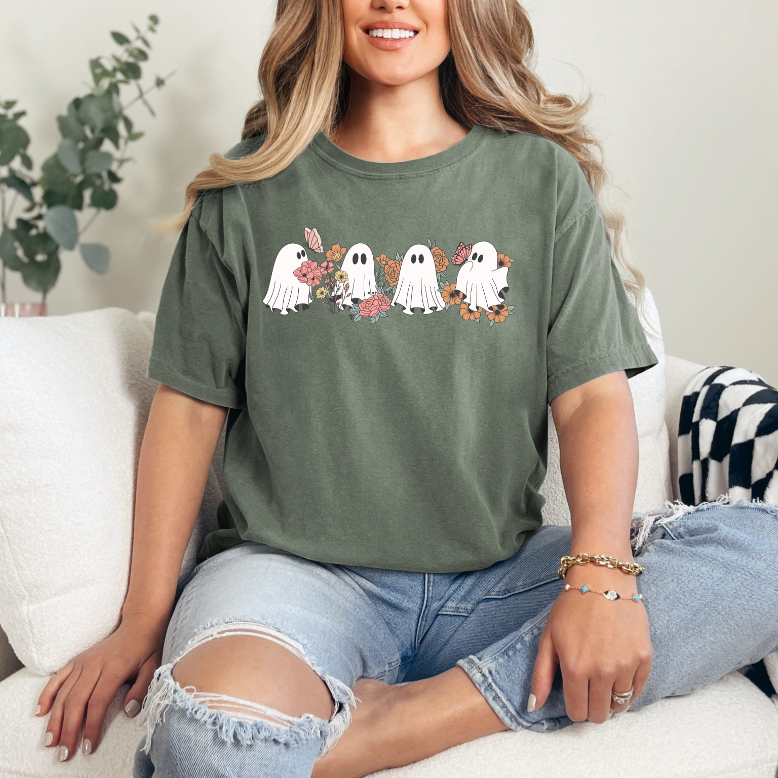 Retro Floral Ghosts T-Shirt