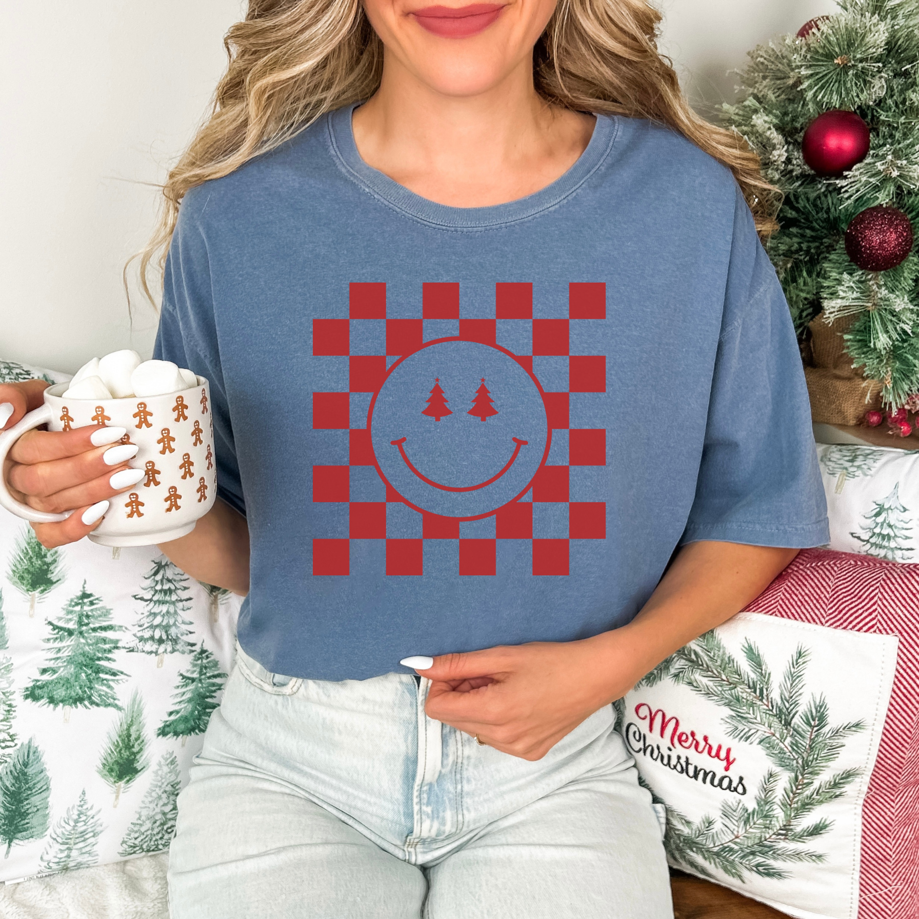 Happy Face Christmas Tree T-Shirt