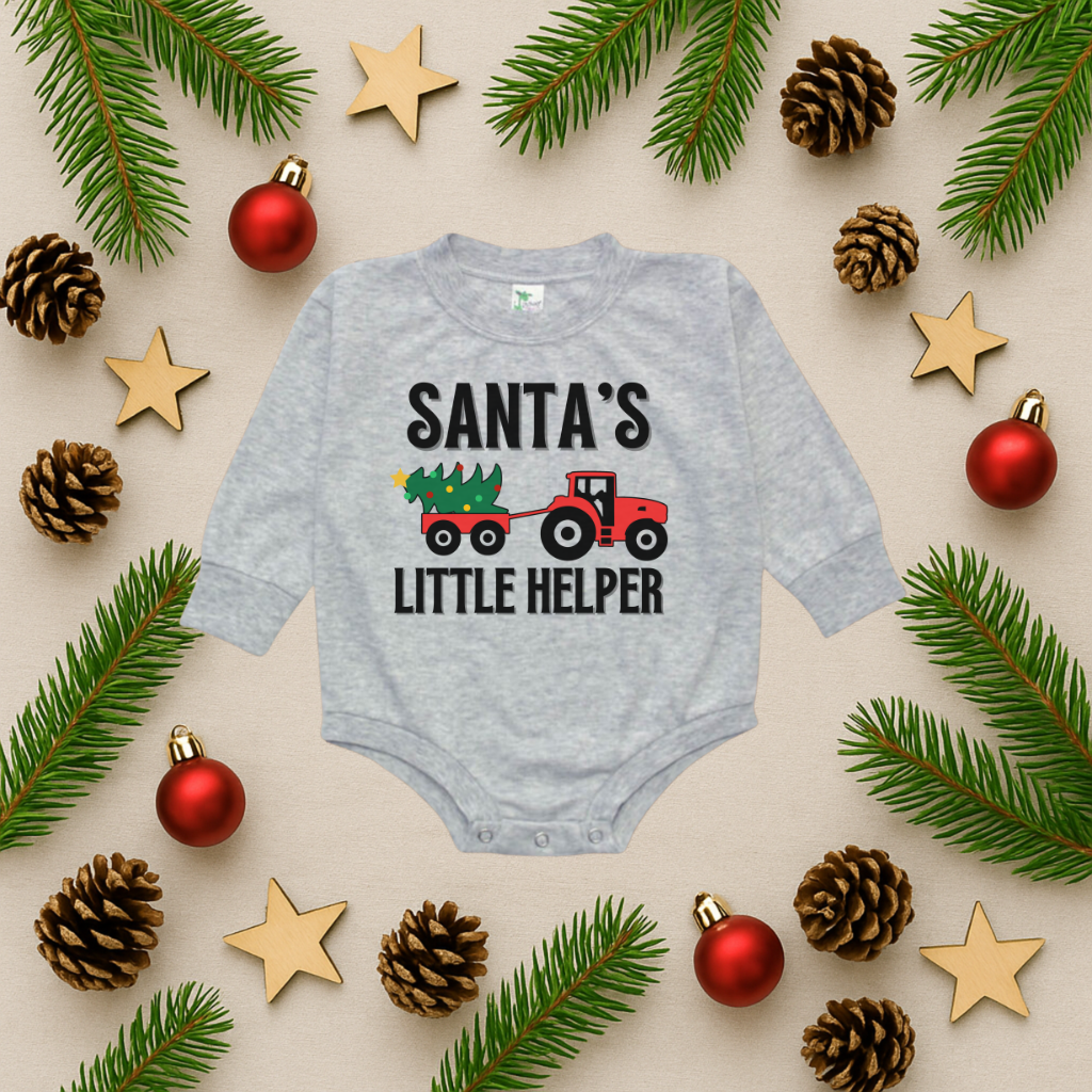 Santa's Little Helper Tractor Bubble Romper