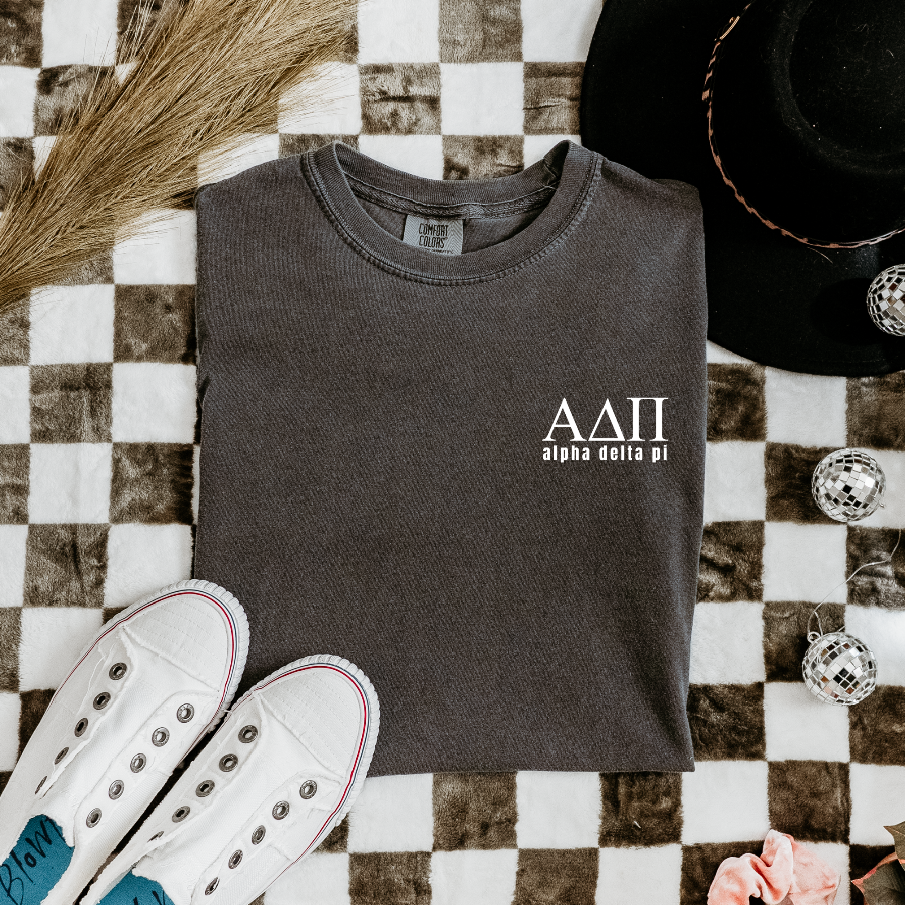 Alpha Delta Pi White Letters T-Shirt