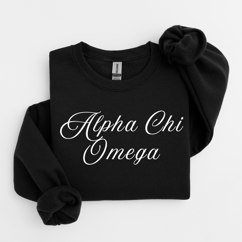 Alpha Chi Omega White Script Sweater