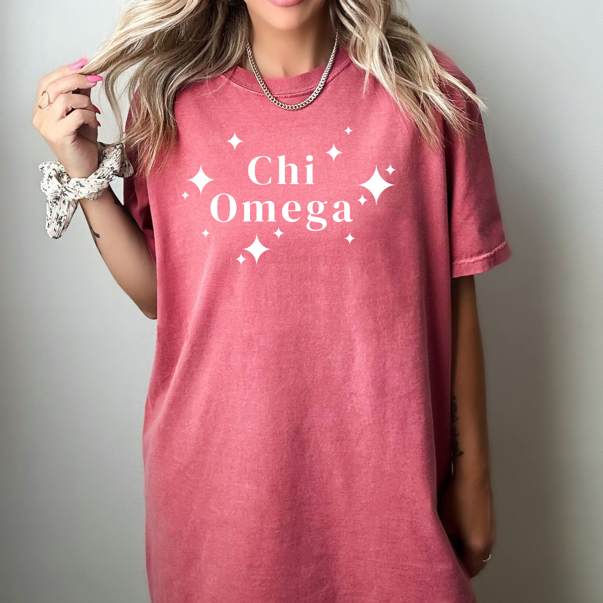 Chi Omega White Stars T-Shirt