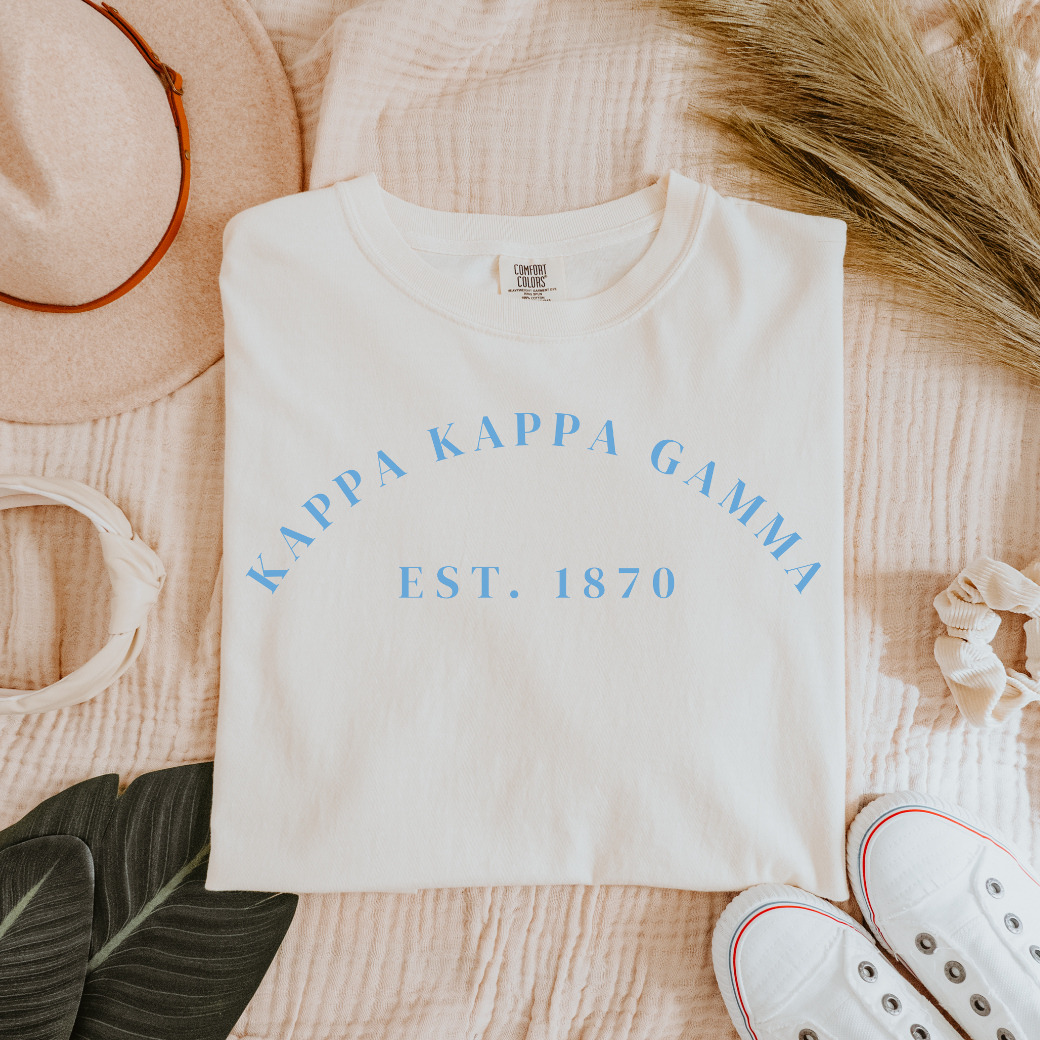 Kappa Kappa Gamma Est 1870 Blue Letters T-Shirt