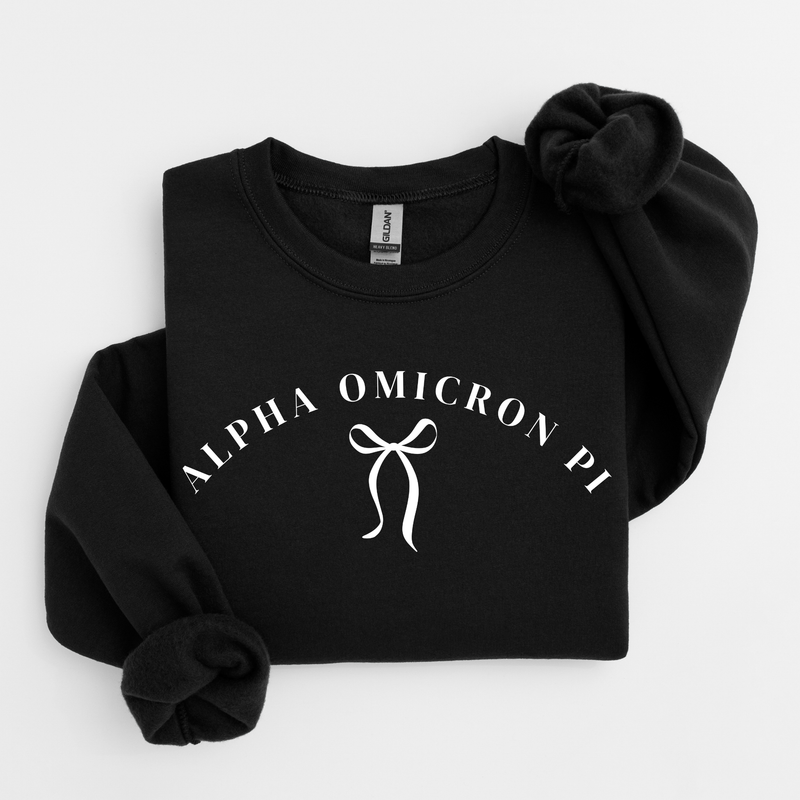 Alpha Omicron Pi White Ribbon Sweater