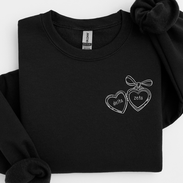 Delta Zeta White Heart Locket Sweater