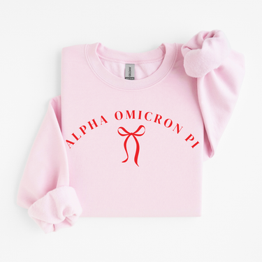 Alpha Omicron Pi Cardinal Ribbon Sweater