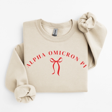 Alpha Omicron Pi Cardinal Ribbon Sweater