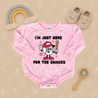 Just Here for the Baseball Snacks Bubble Romper
