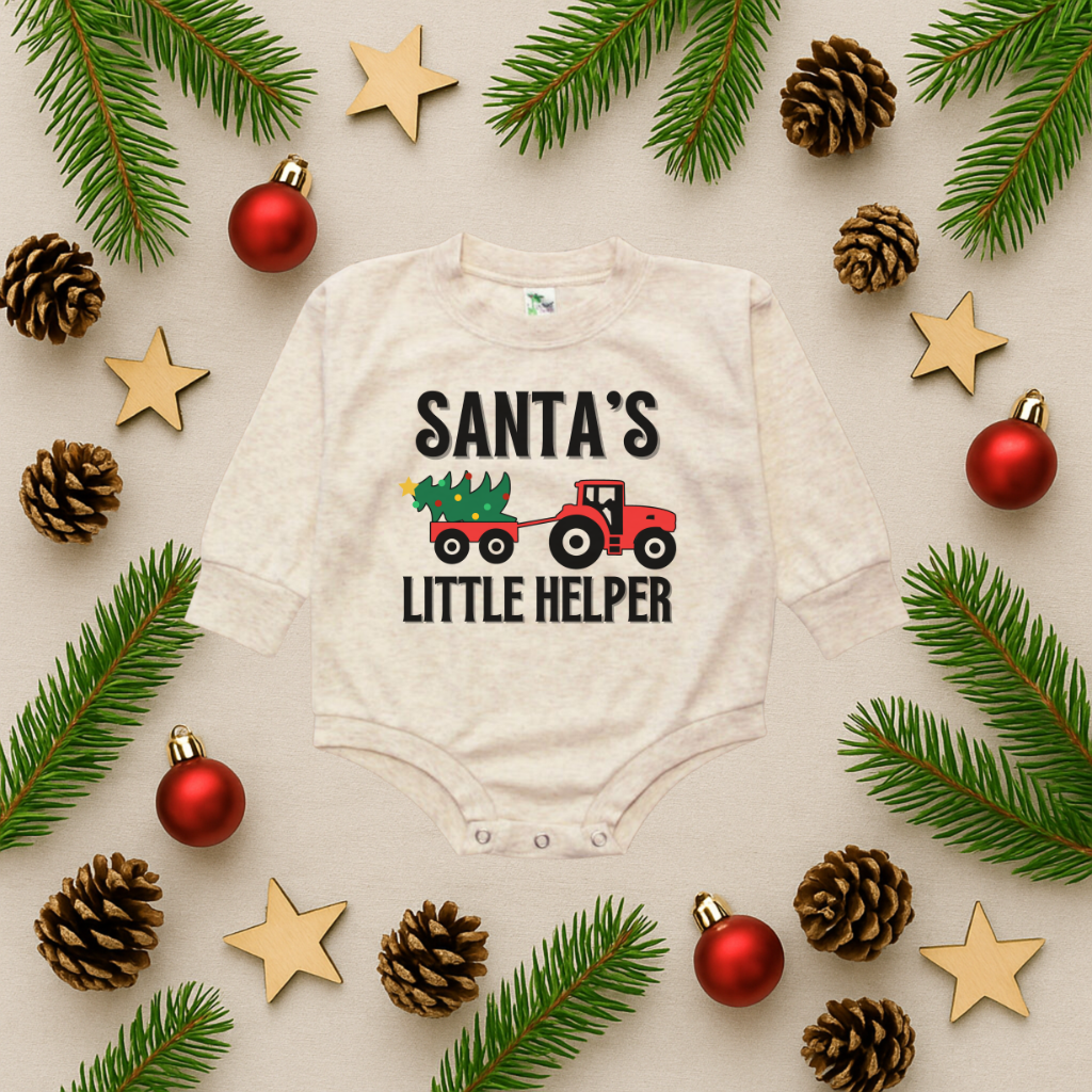 Santa's Little Helper Tractor Bubble Romper