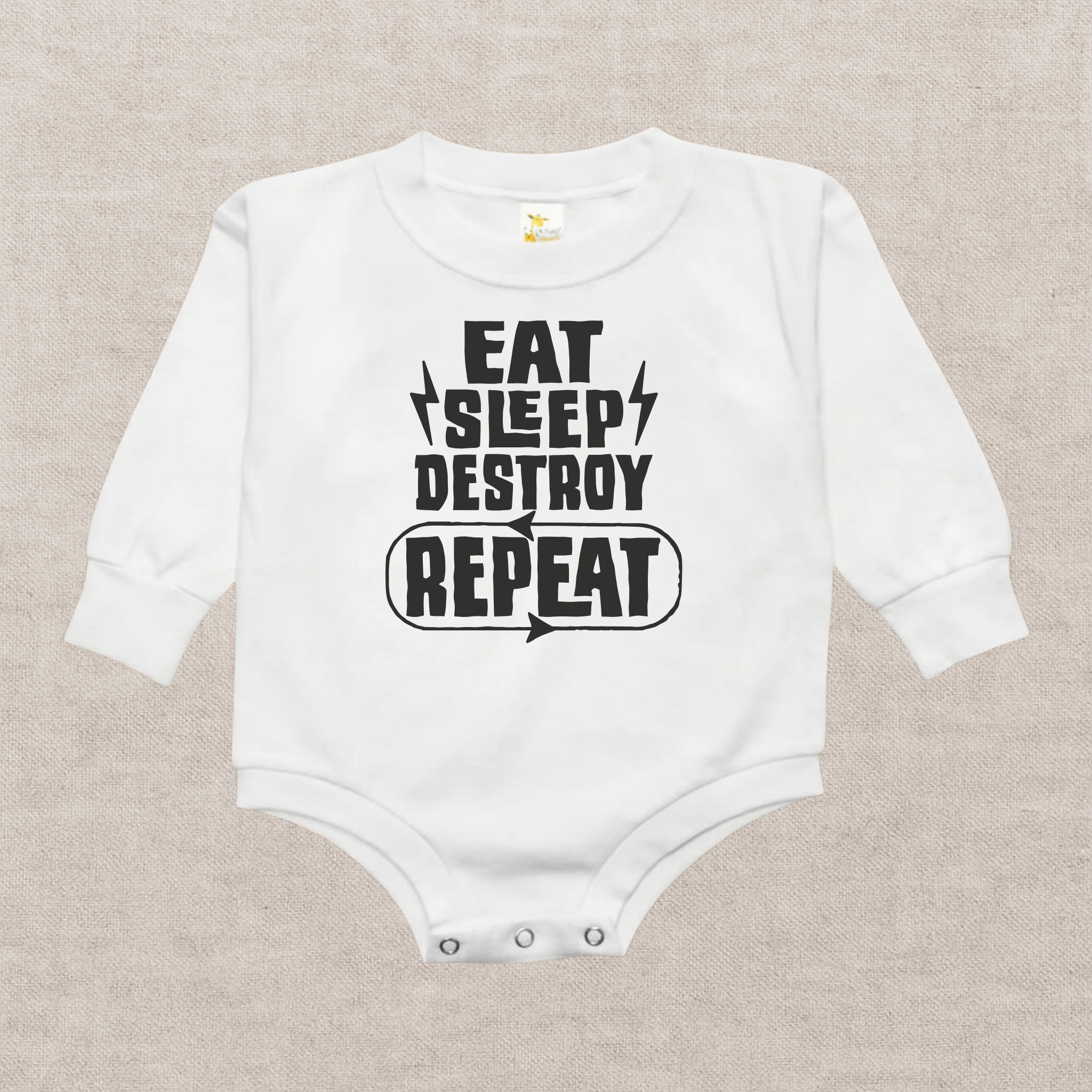 Eat Sleep Destroy Repeat Bubble Romper