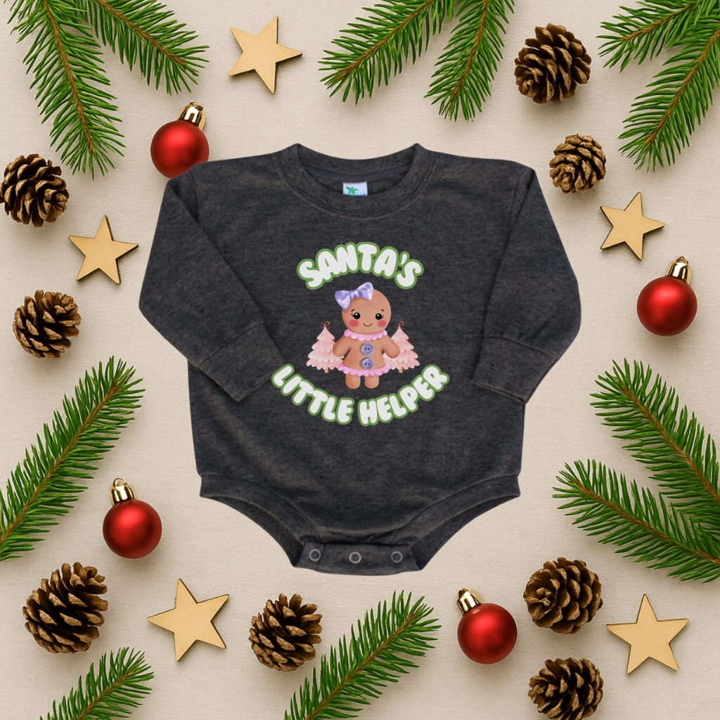 Santa's Little Helper Gingerbread Bubble Romper