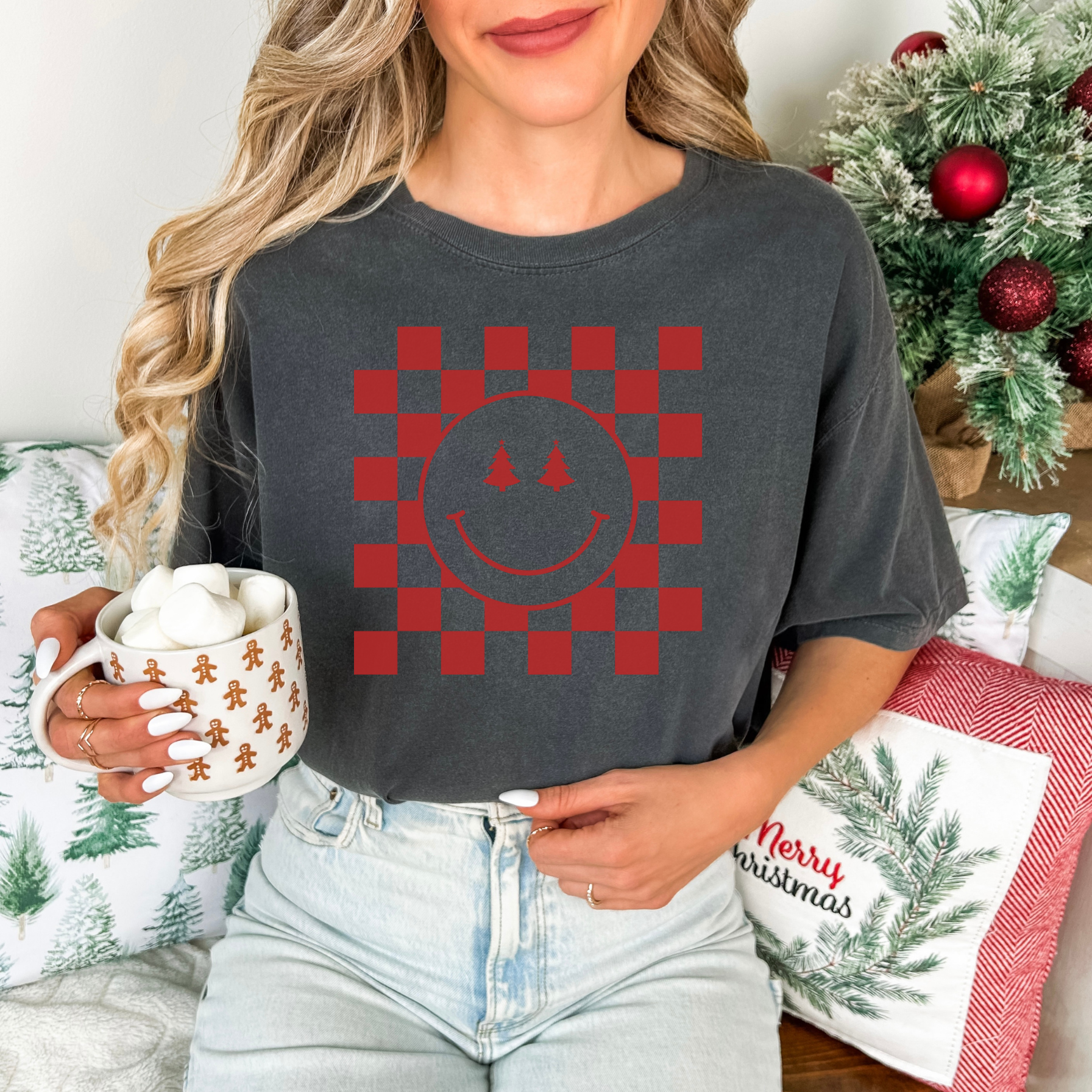 Happy Face Christmas Tree T-Shirt