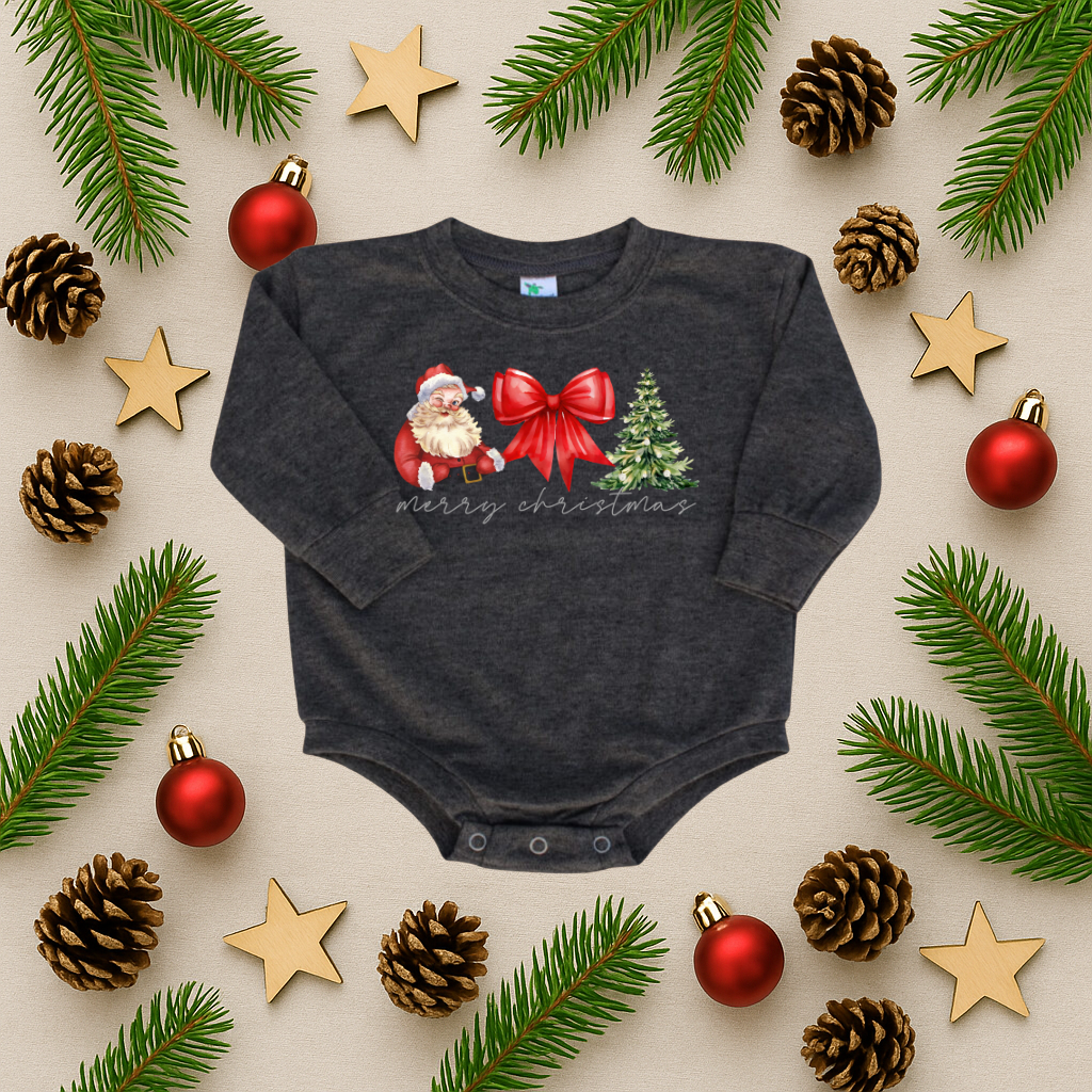 Retro Merry Christmas Bubble Romper
