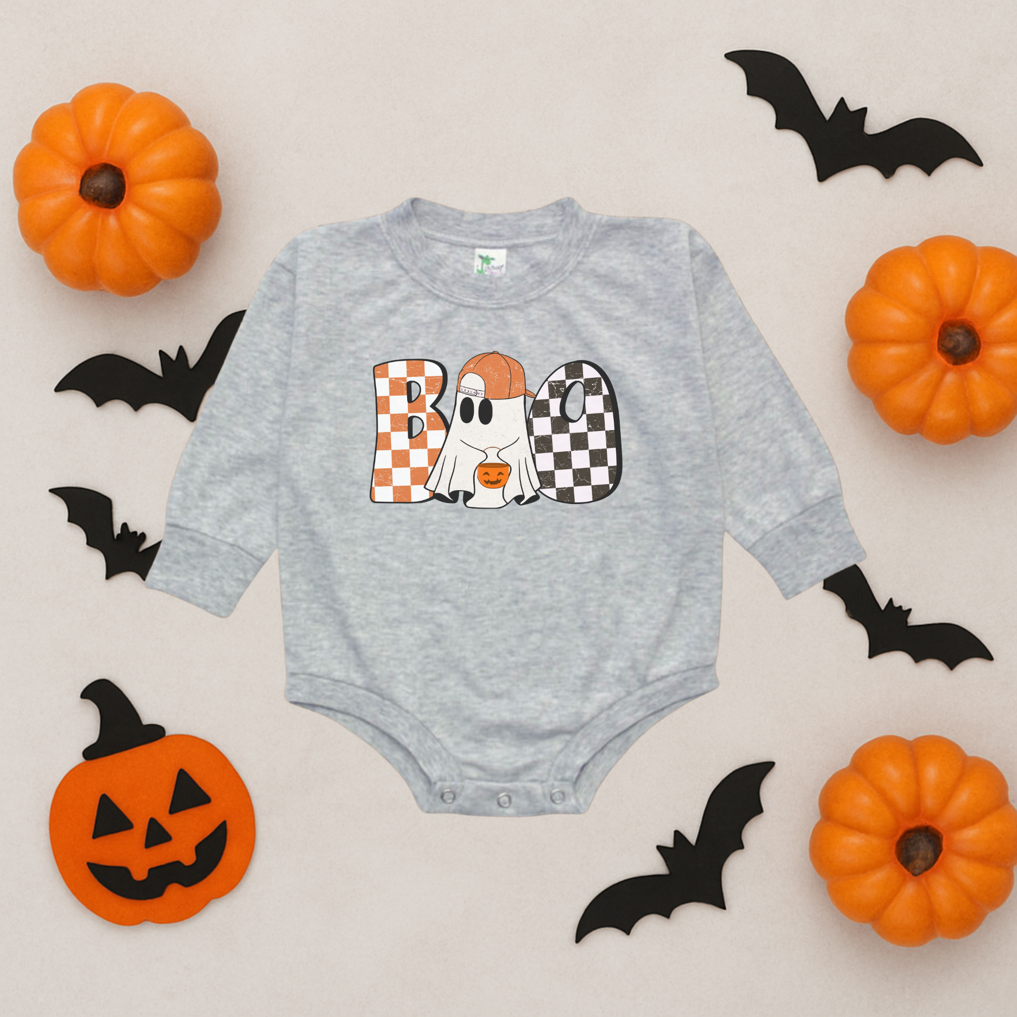 Checkered Boo Bubble Romper