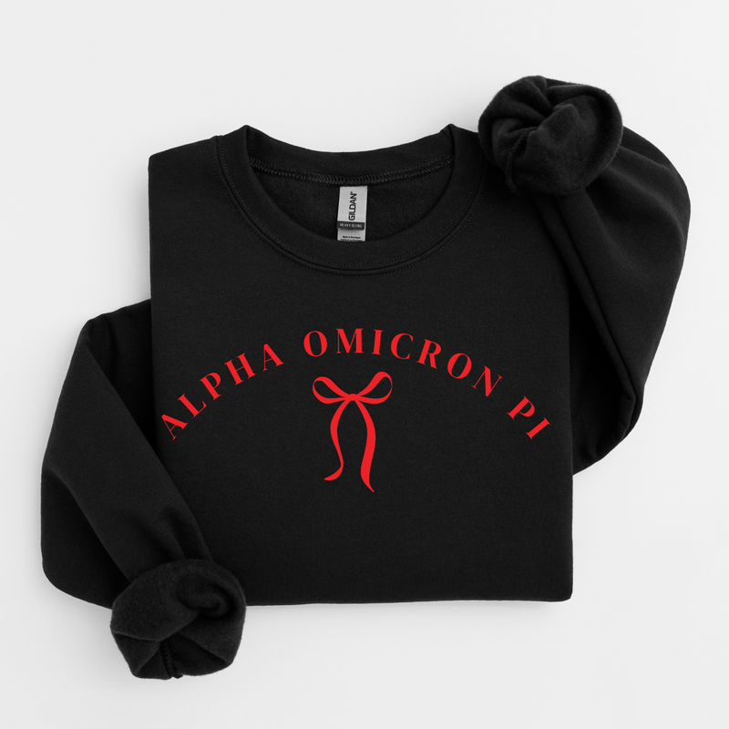 Alpha Omicron Pi Cardinal Ribbon Sweater