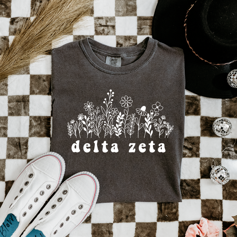 Delta Zeta White Flowers T-Shirt