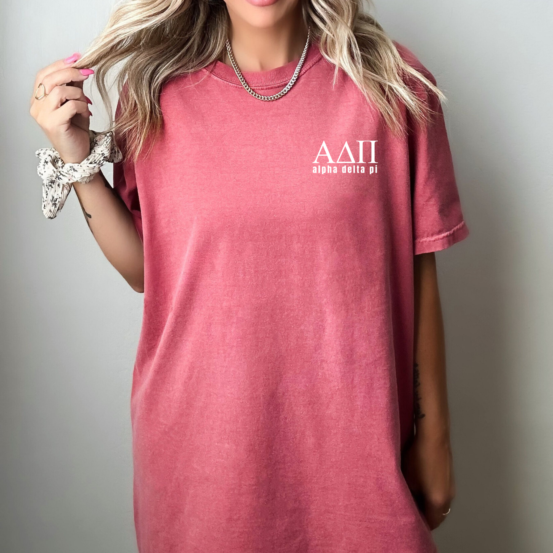 Alpha Delta Pi White Letters T-Shirt