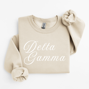 Delta Gamma White Script Sweater