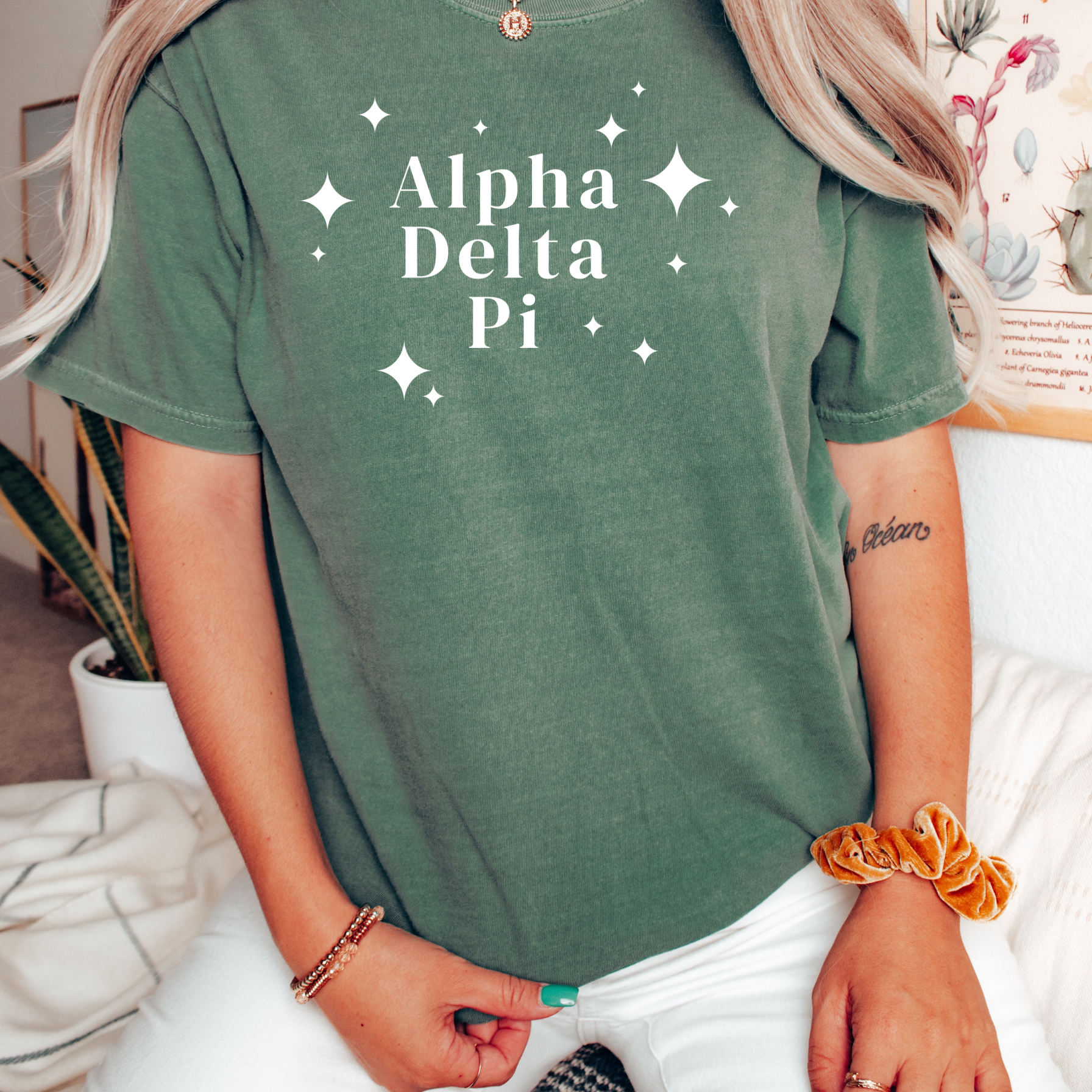 Alpha Delta Pi White Stars T-Shirt