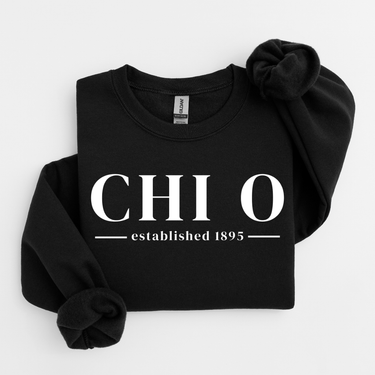 Chi O White Letters Sweater