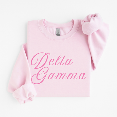 Delta Gamma Pink Script Sweater