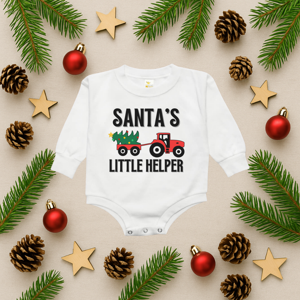 Santa's Little Helper Tractor Bubble Romper