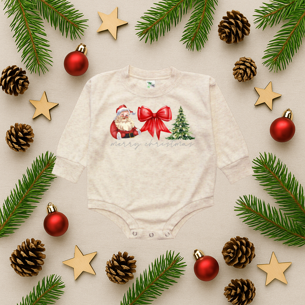 Retro Merry Christmas Bubble Romper