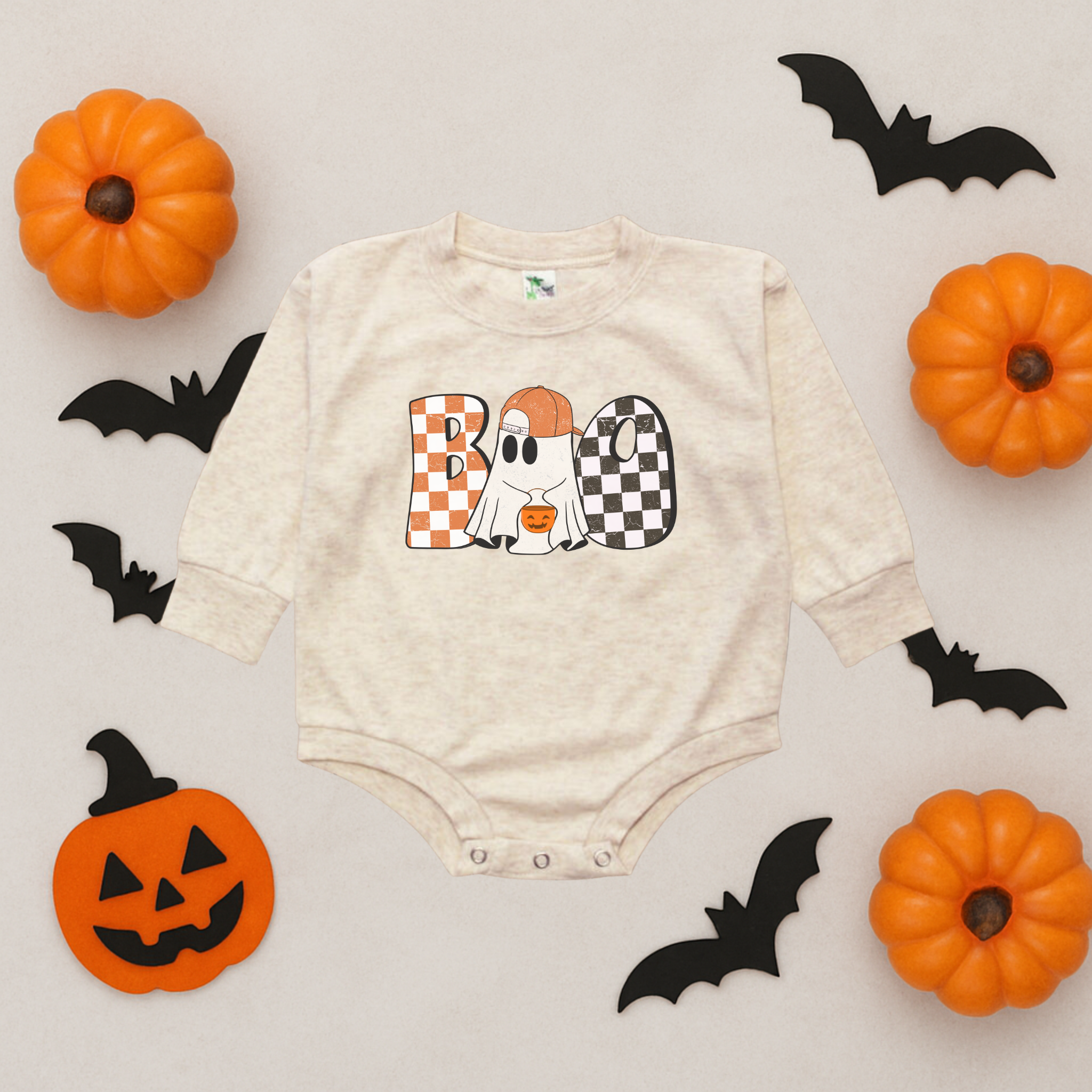 Checkered Boo Bubble Romper
