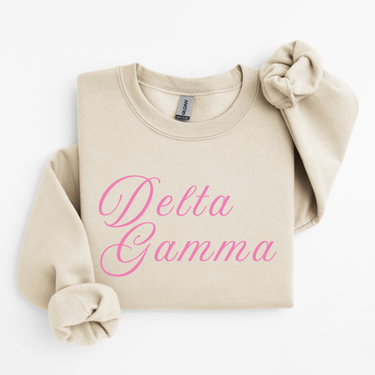 Delta Gamma Pink Script Sweater