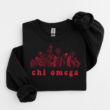 Chi Omega Crimson Flowers Sweater