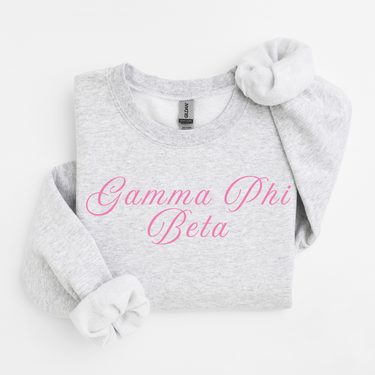 Gamma Phi Beta Pink Script Sweater