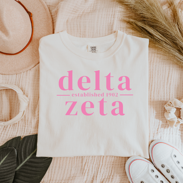 Delta Zeta Pink Letters T-Shirt