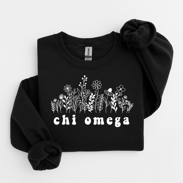 Chi Omega White Flowers Sweater