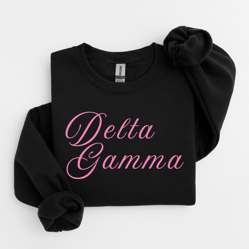 Delta Gamma Pink Script Sweater