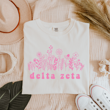 Delta Zeta Pink Flowers T-Shirt