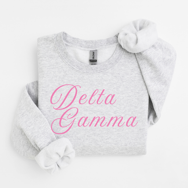 Delta Gamma Pink Script Sweater
